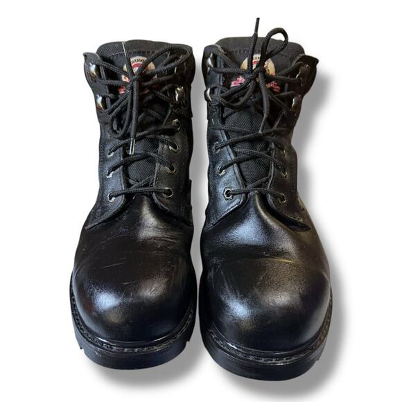 Brahma Boots Steel Toe Work Boots Mens Black Leather Lug Sole Size 11W - Picture 2 of 8